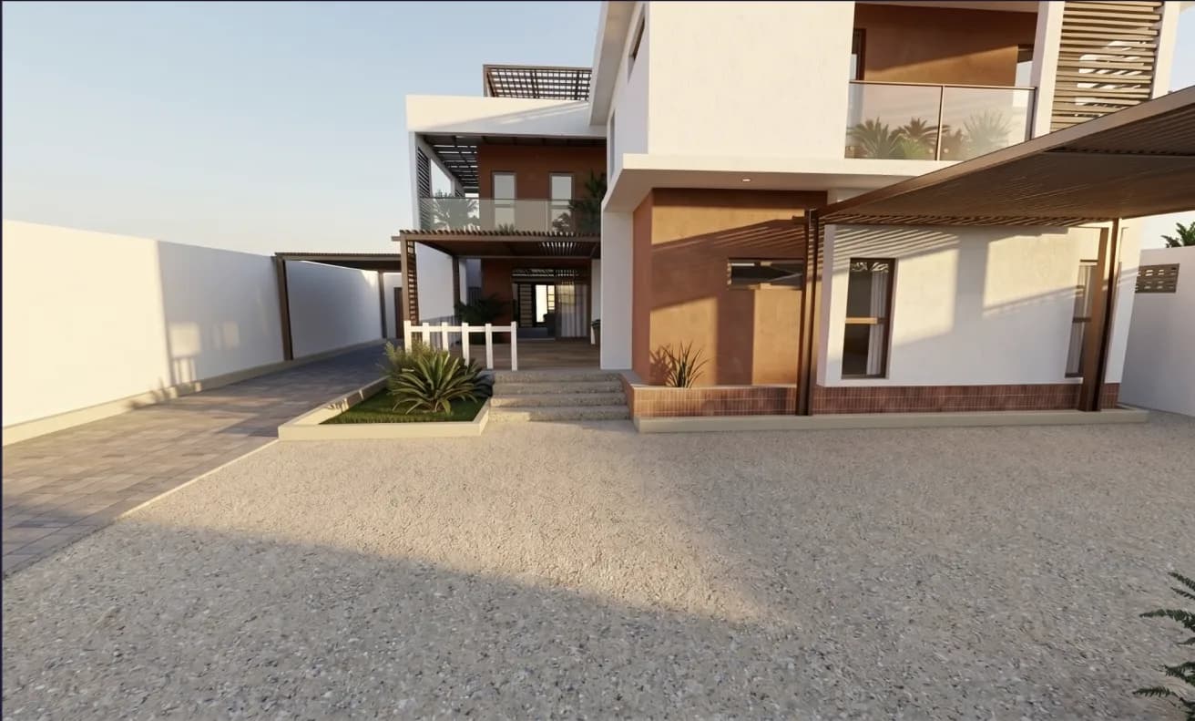 Retouche de matériau générée par Rendair sur le sol d'un rendu Archicad